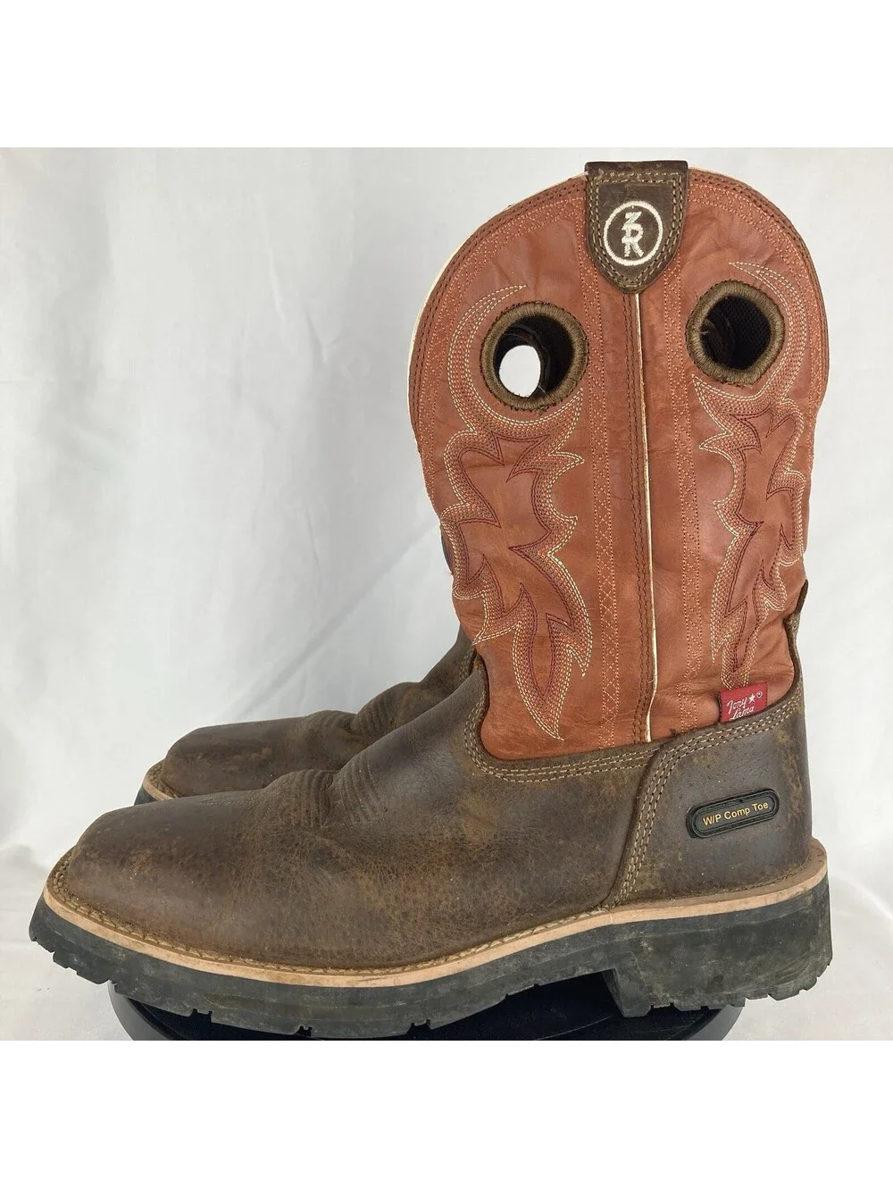 Men's Size 8D Tony Lama Composite Toe Work Boots Fireball Orange RR3300 Leather